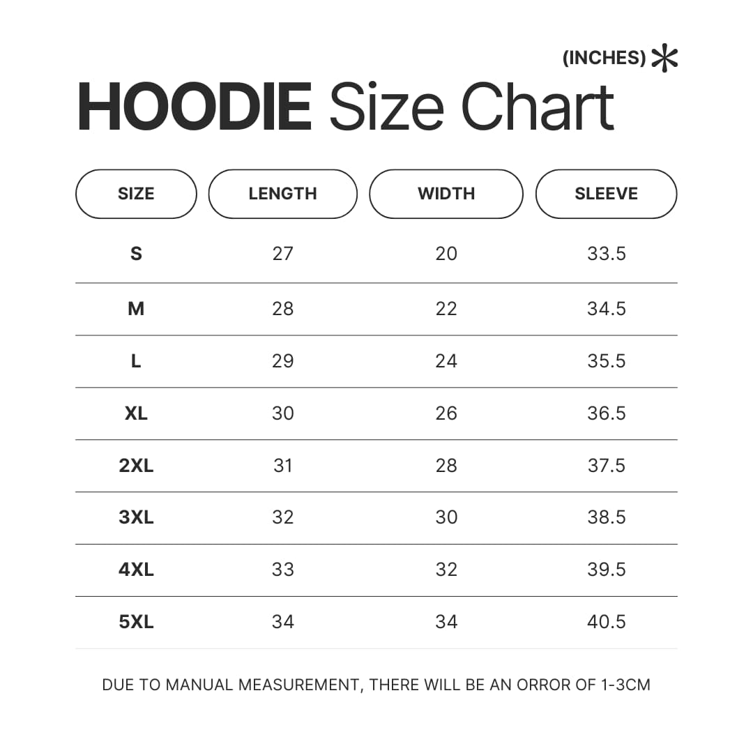 Hoodie Size Chart - Space Dandy Store