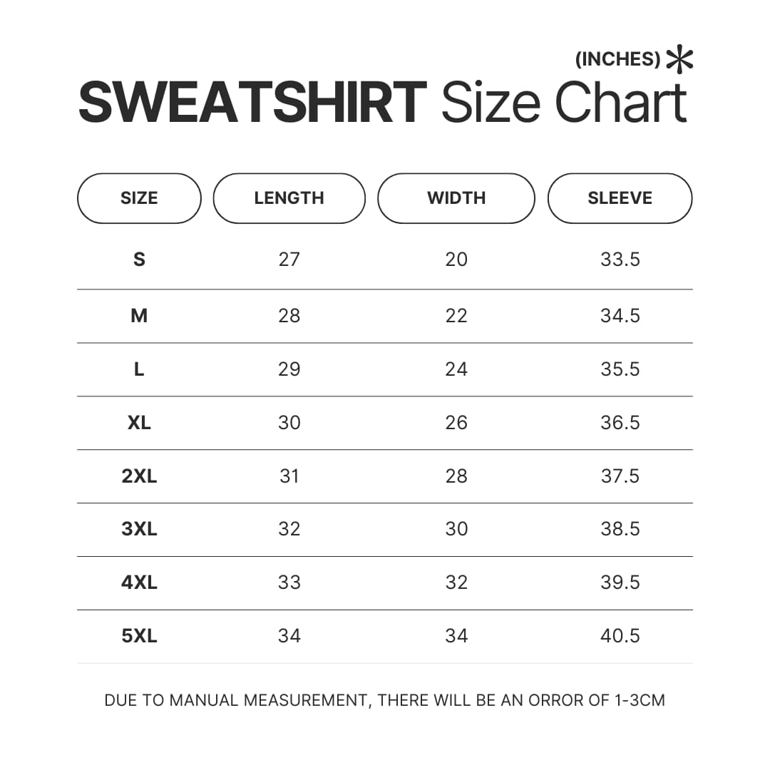 Sweatshirt Size Chart - Space Dandy Store