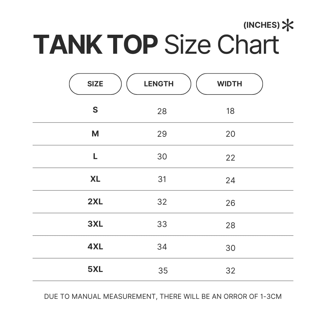 Tank Top Size Chart - Space Dandy Store