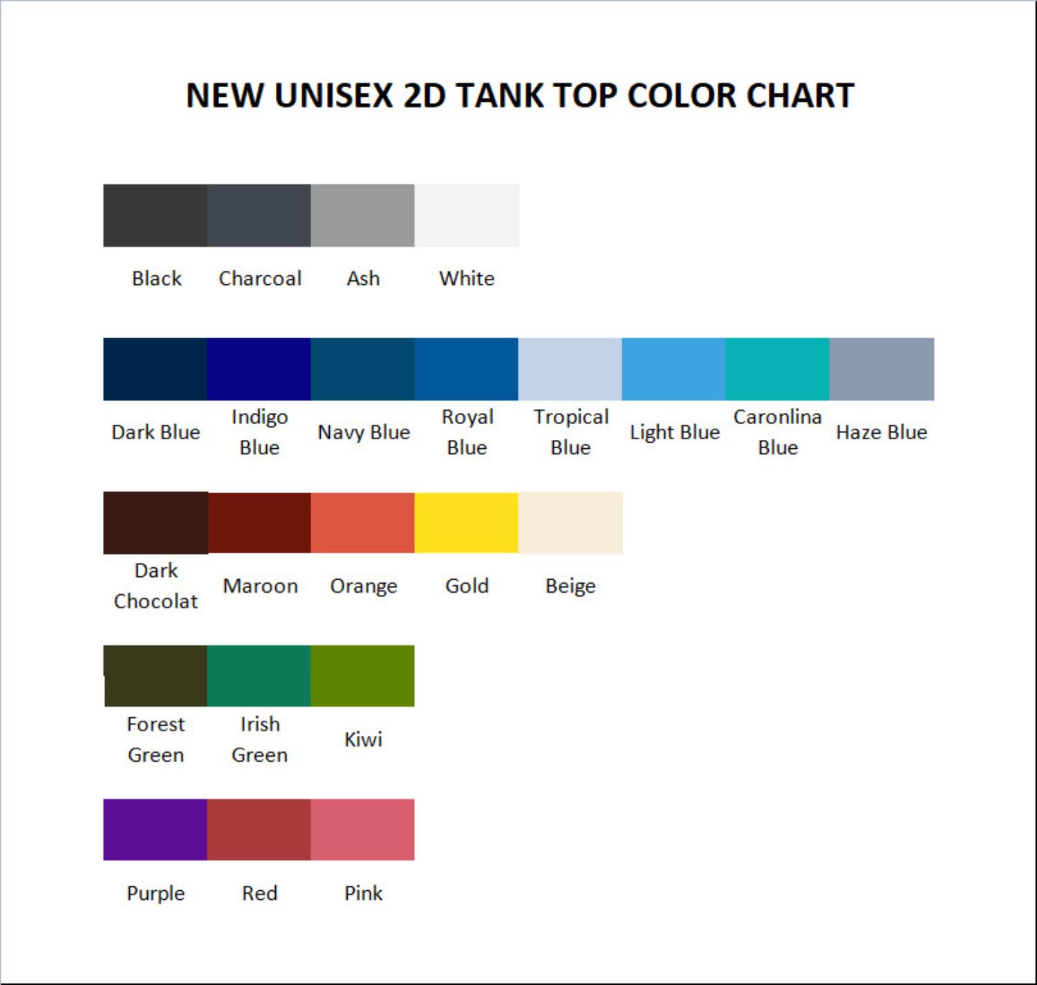 tank top color chart - Space Dandy Store