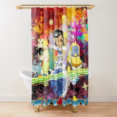 Space Dandy Pixel Art Chibi Shower Curtain