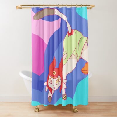 Space Dandy Meow Colorfull Shower Curtain